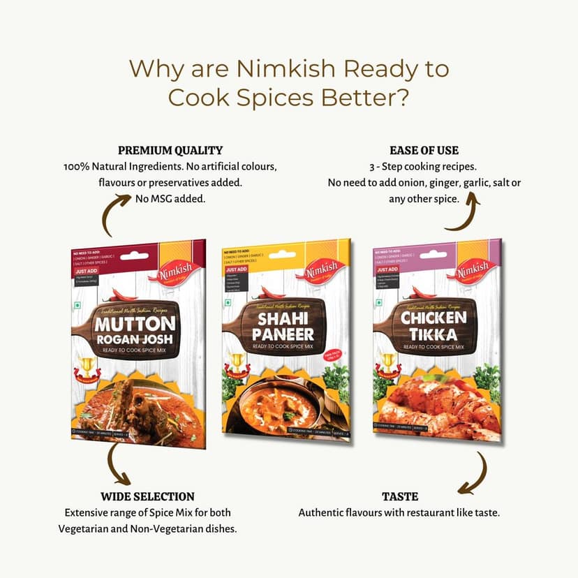 Nimkish Chicken Spice Mix Combo Pack of 5 | Ready-to-Cook Murgh Masala Premix | Authentic Indian Chicken Recipes view 4