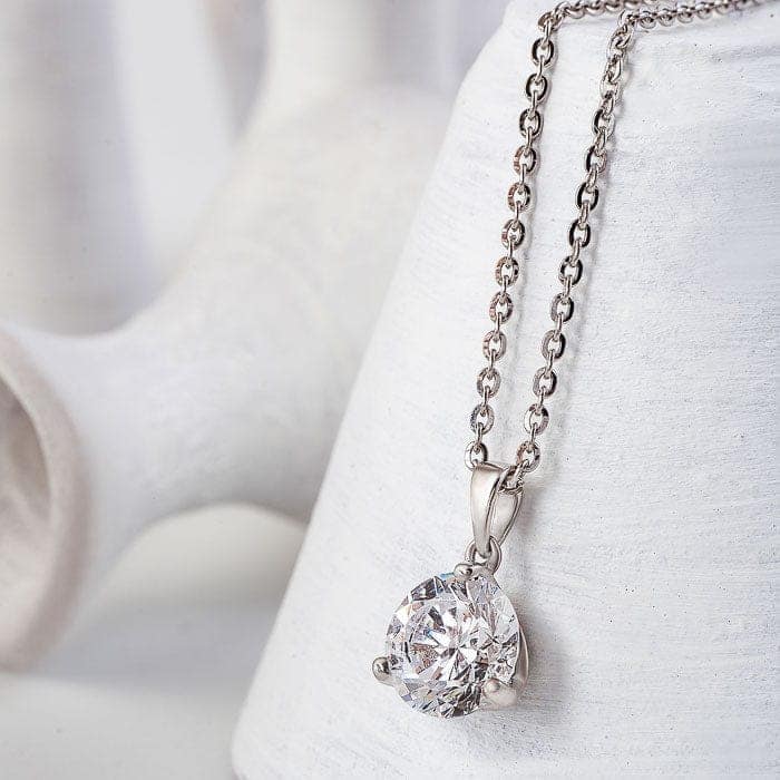 Silver Solitaire Dream 10 mm Pendant with Chain view 3