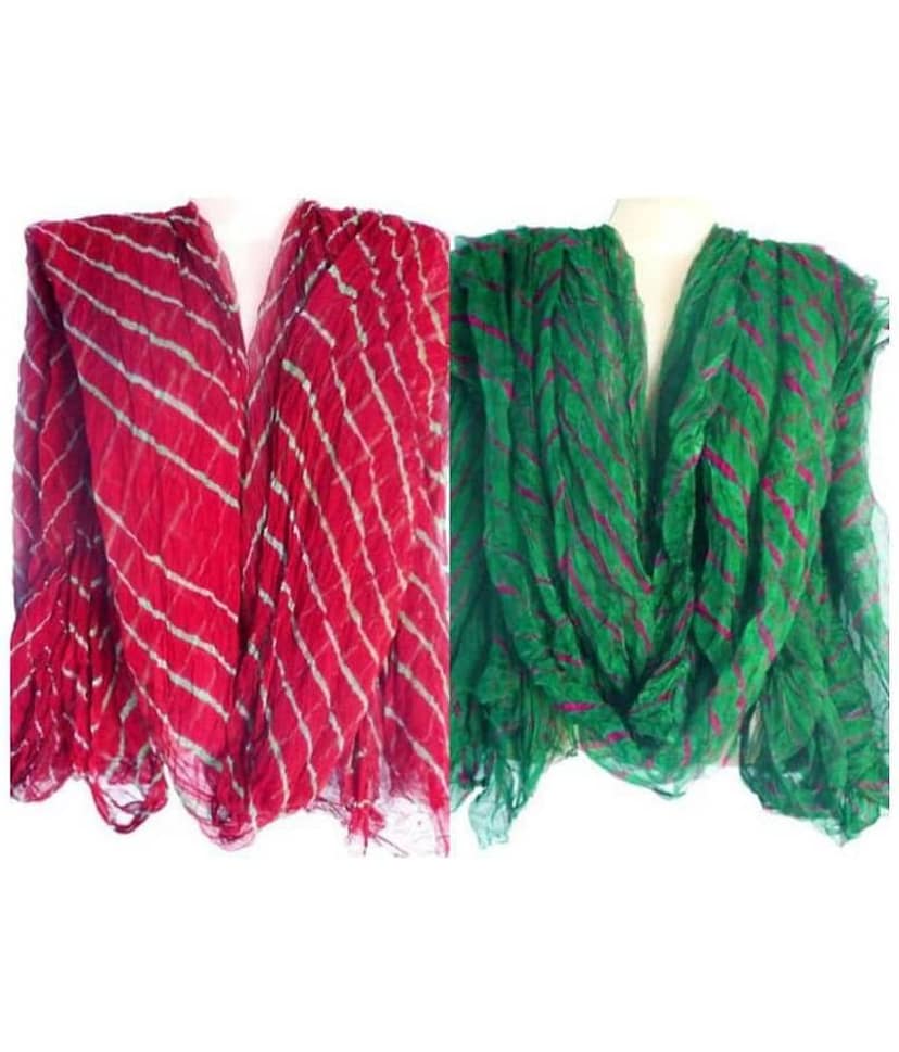 Apratim Multicoloured Chiffon Leheria Dupatta