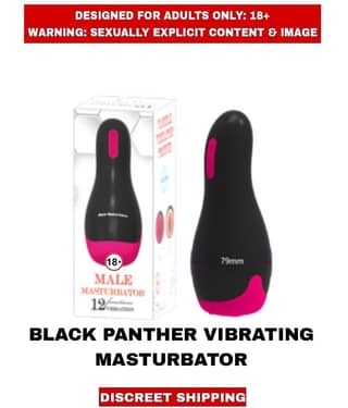 MALE ADULT SEX TOYS BLACK PANTHER PREMIUM VIBRATING MALE MASTURBATOR WITH HEATING AND VOICE For Men