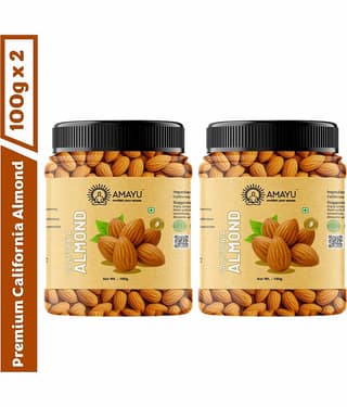 AMAYU Raw California Almonds 200 g Pack of 2