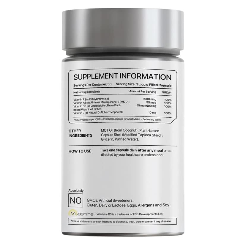 DAKE 600 IU Multivitamin | Vitamin D3, K2 (MK-7), A & E view 2