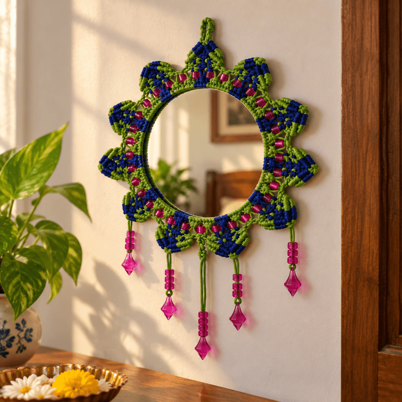 Handmade Macrame Jhoola Decorative Hanging for Home and Pooja Decor
