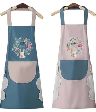 Radhe Creation PVC Printed Kitchen Apron with 1 Center Pocket ( Pack of 1 )