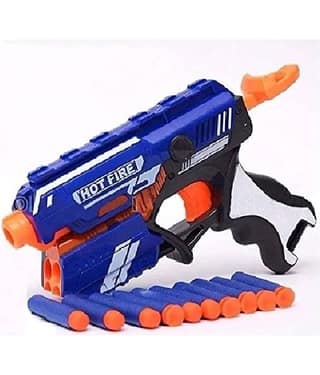 AURAPURO Blaze Blaster Storm Hot Fire Shooting Toy Gun with 10 Soft Foam Bullets Perfect Guns for Boys Kids