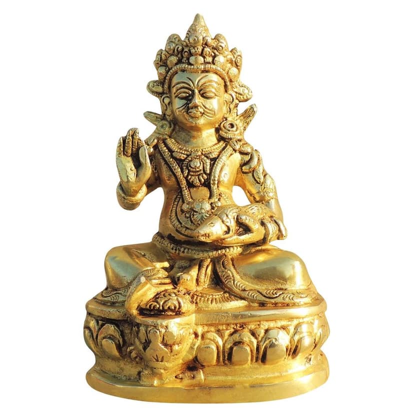Brass Kuber Ji Idol Showpiece - Traditional Wealth God Statue, Height : 7.5 Inch (BSMAS396 K) view 2
