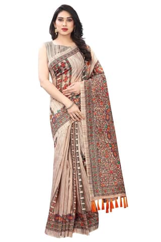Silk Zone Women's Chanderi Cotton Saree With Blouse Piece