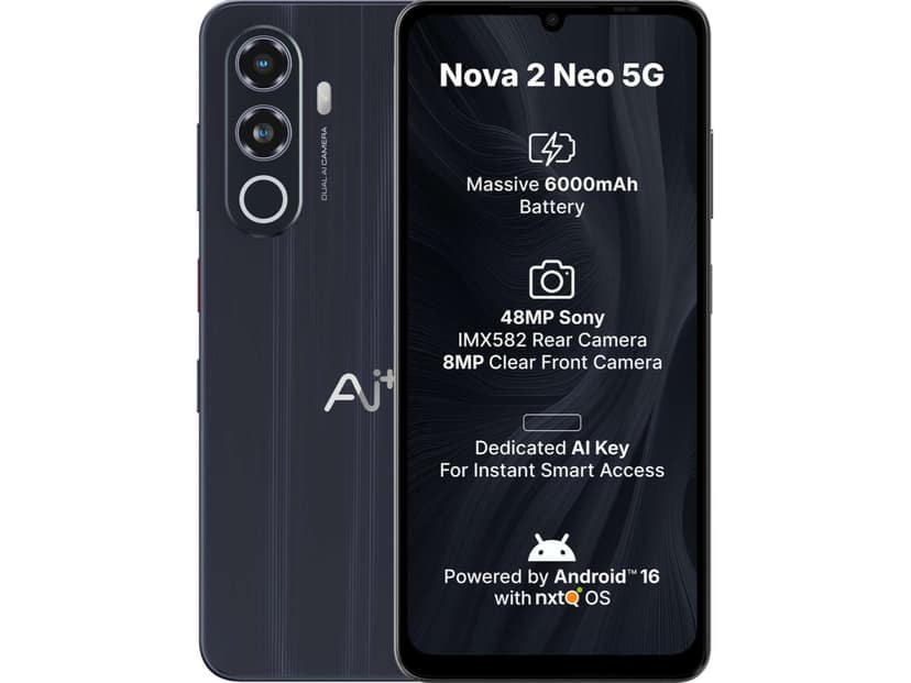 Ai+ Nova 2 Neo 5G Smartphone, 6GB RAM, 128GB Storage - Black