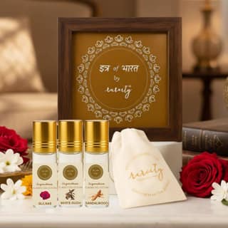 Rareity Box Set of 3 | Kesar Chandan, Gulaab & Sandalwood | Alcohol-Free Collection | Premium Gift Set of 3 Long-Lasting Ittars