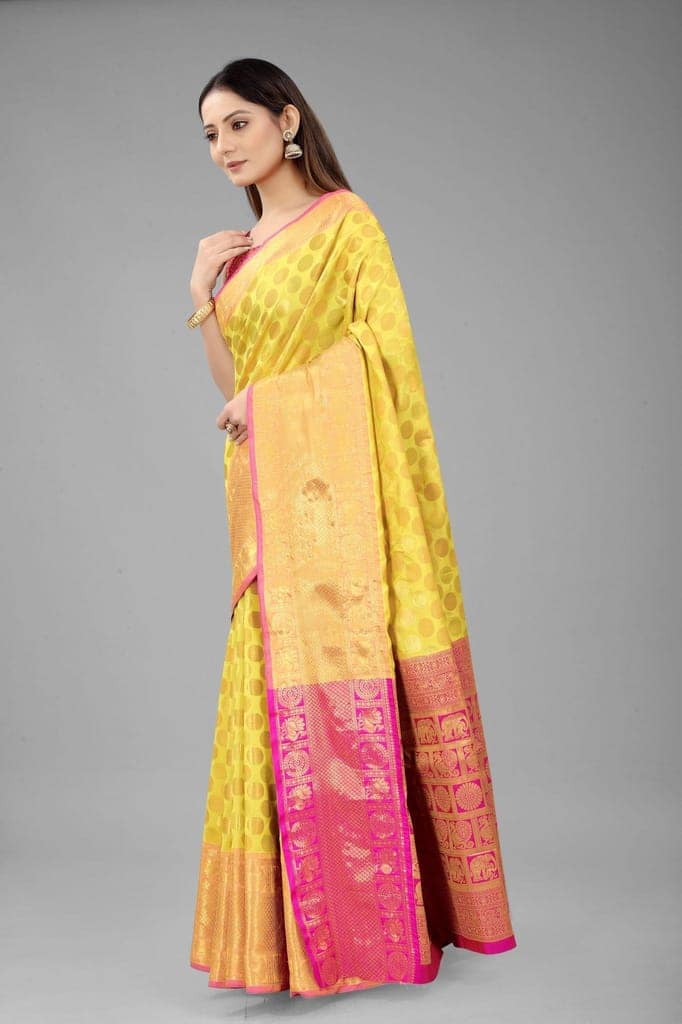 Silk Zone Women's Banarasi Silk Woven Saree With Unstiched Blouse Piece view 3