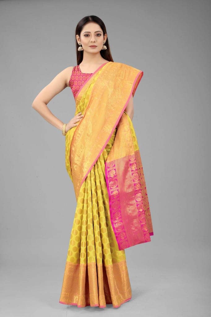 Silk Zone Women's Banarasi Silk Woven Saree With Unstiched Blouse Piece view 4