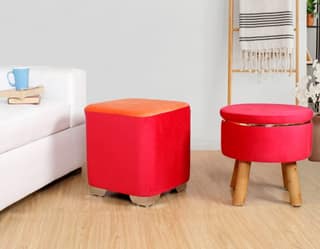 ShadowKart Ottoman Pouffes Sitting Stool for Living Room Furniture Wooden Footstools Puff Mudda Footrest Pouff for Office Home Decor, Combo