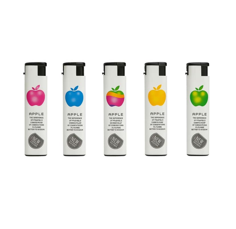 Apple Cigarette Lighter (Pack of 5) � Stylish & Durable Windproof Pocket Lighter | Premium White Fancy Lighter | Refillable & Easy to Use | Royal Look Plastic Body | Perfect for Everyday Use
