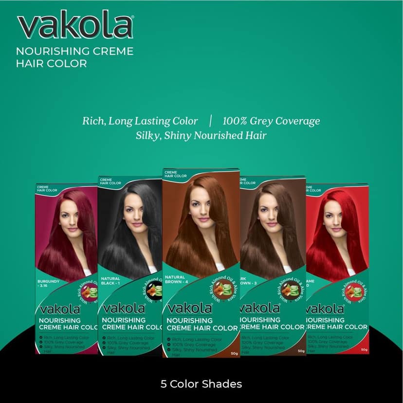 Vakola Natural Brown Hair Color Cream – Pack of 1 (100ml) | Permanent, Long-Lasting Grey Coverage with Almond Oil & Aloe Vera view 5