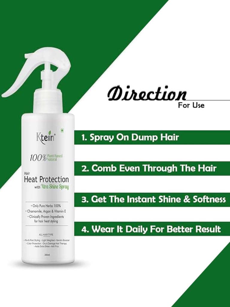 ktein 100% Plant Based Natural Hair Heat Protection with Xtra Shine Spray Hair Spray (200 ml) view 5
