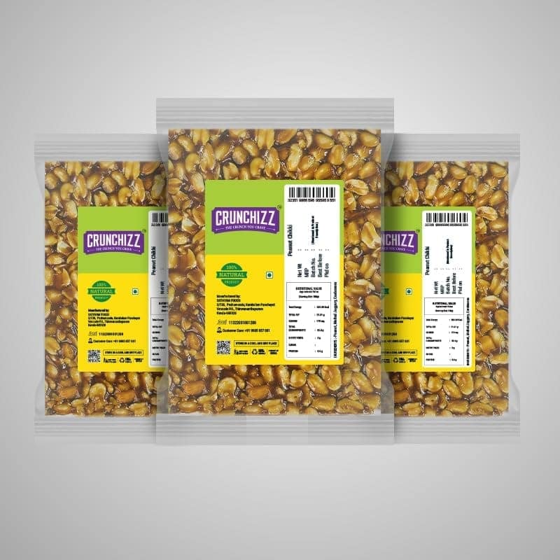Crunchizz 3 in 1 CHIKKI COMBO PACK I Peanut Chikki 100 Gram Packet I Total - 300 Grams