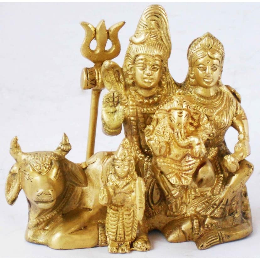 Brass Shiv Parivar Statue - Family God Idol For Mandir, Height : 5.2 Inch (BSMAS1109 C) view 2