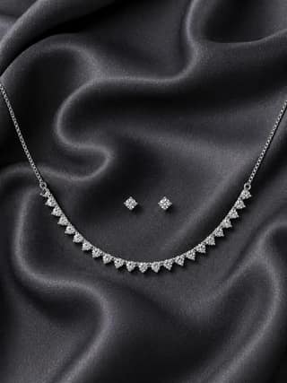 Axora Life 925 Sterling Silver Necklace & Earring Set with Round CZ and Teardrop Stones