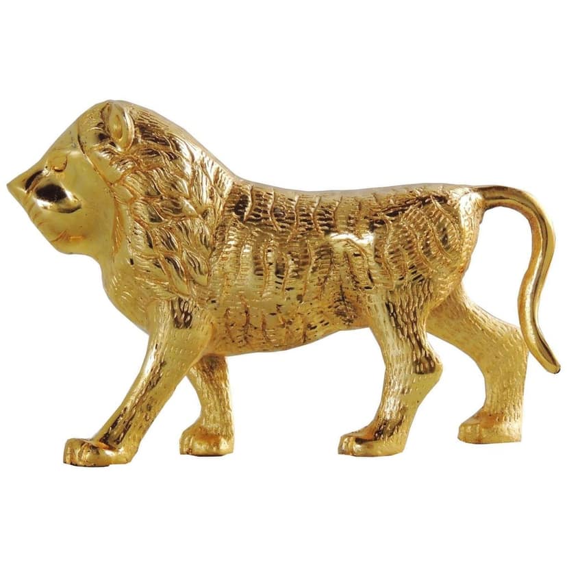 Gold Finish Aluminium Lion Statue ? Luxury Animal Showpiece for Home & Office Decor, Height : 5.6 Inch (ASMAS214 G) view 2