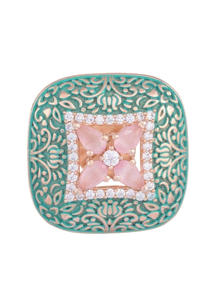 Teal Enamelled Studs Green Meenakari & Pastel Pink AD small earrings view 5