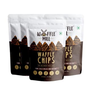 Waffle Mill - Waffle Chips - Dark Choco Drizzle And Sea Salt - Pack of 4 - 340 gm