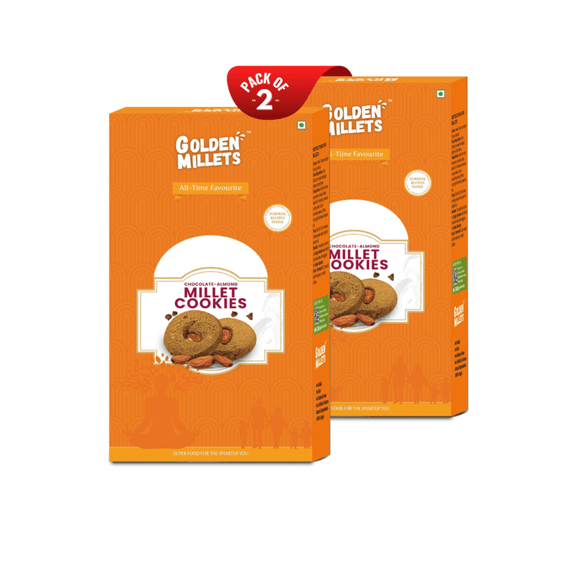 GOLDEN MILLETS Chocolate Almond millet cookies,0% Maida,Cookies (150 g, Pack of 2)