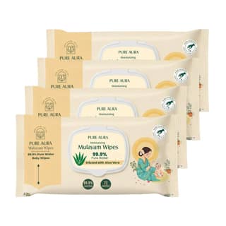 Pure Aura Baby Wipes with 99.9% Pure Water | Ultra Soft & Thick | Natural Plant-Based | Infused with Aqua & Aloe Vera | Gentle & Safe for Newborns