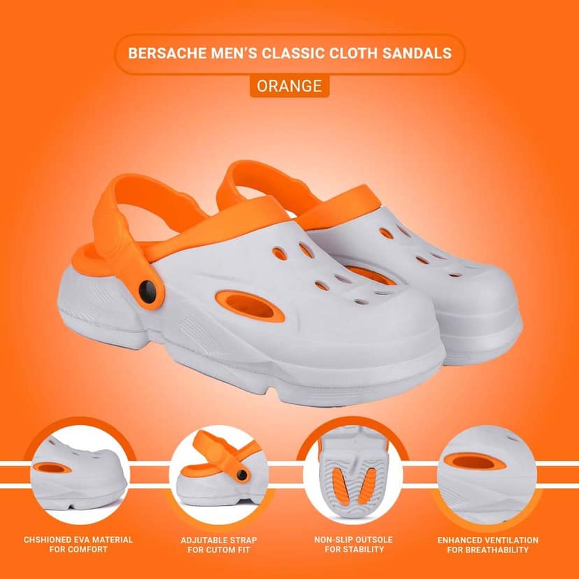 Bersache Extra Soft Classic Casual with Back Strap Regular wear with Ultra Soft & Flexibility Technology Clog for Men's view 5