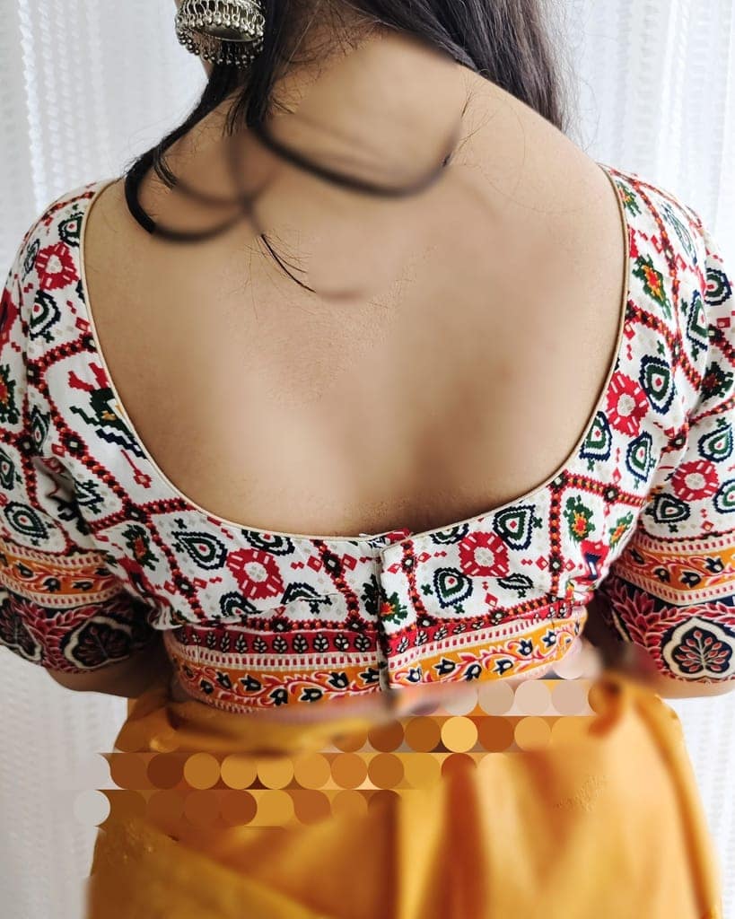 Crepe Silk Stitched Blouse White Color Patola Design-4168 view 3