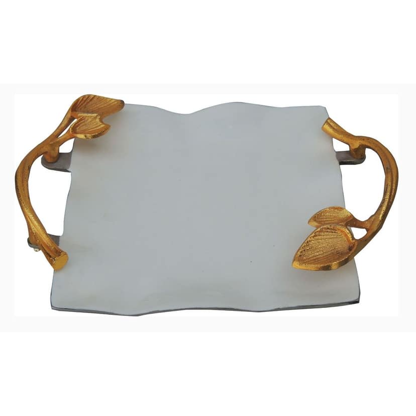 Aluminium Decorative Square Shape Tray White & Silver (AMAS3169/12) view 2