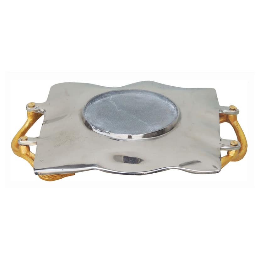 Aluminium Decorative Square Shape Tray White & Silver (AMAS3169/12) view 4