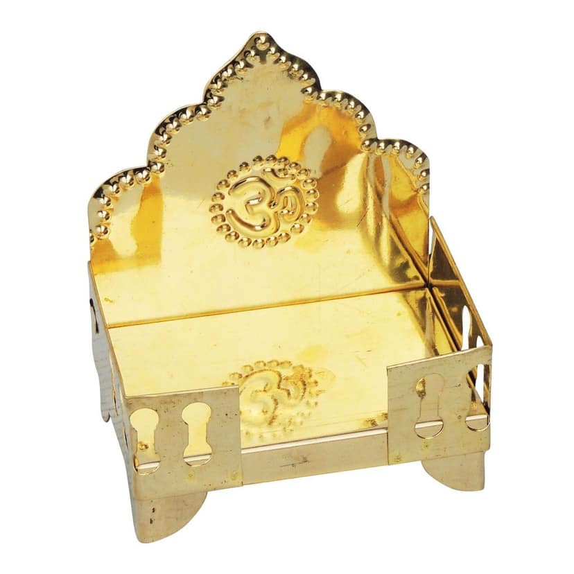 Brass Singhasan Sheet No. 3 for God Idol | Designer Puja Singhasan, Height : 5.4 Inch (ZMAS185 C) view 3