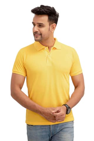Men's Cotton Rich Solid Polo T-Shirt Regular Fit
