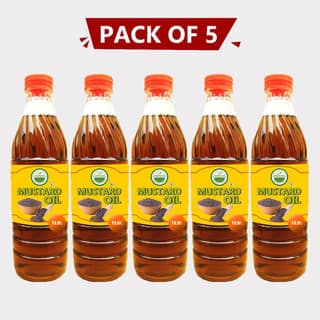 Mustard Oil 5 Ltr (Pack of 5 × 1 ltr) by Vishwakarma – Cold-Pressed, Fresh & Farmer-Made