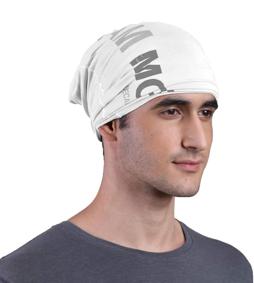 FREECULTR Unisex Bamboo Bandana, Anti Microbial Super Soft & Comfort Fit, Breathable Multipurpose Headband - Printed Pack of 3-Pastle Peach,Pilot Blue,White view 3