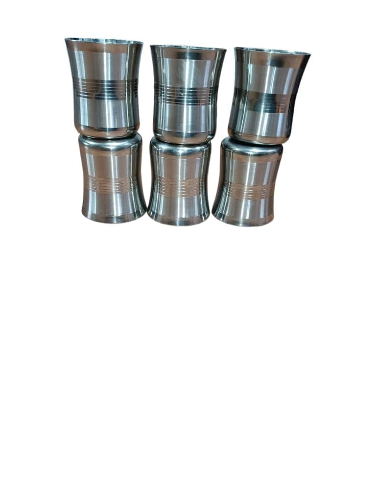 Stainless steel glass set (damru design) set of 6 view 2