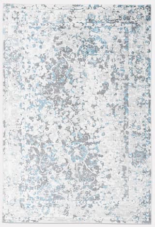 Neu Looms Iris Area Rug Elegant Grey and Sky-Blue Flower Design