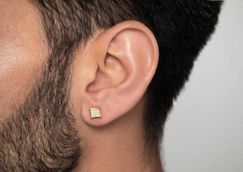 Inverted Grace Ear Stud For Men (1 Pc Only) view 3