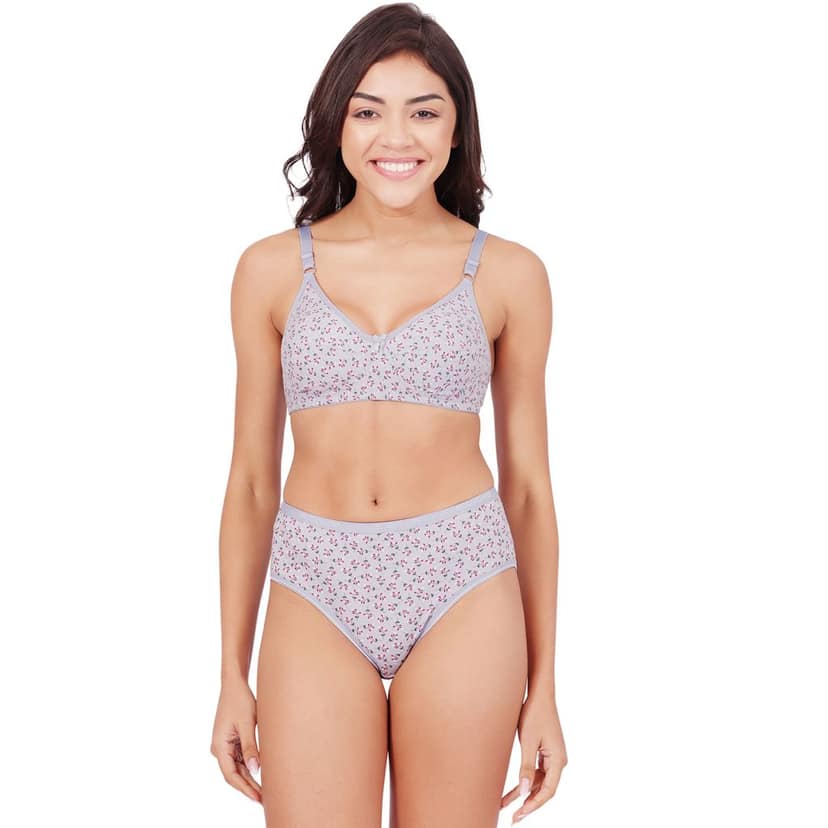 Bodycare Women's Assorted Prints Combed Cotton Bra & Panty Set 6450A