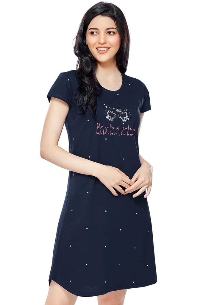 ZEYO Women Cotton Night Dress Red Dot Print Short Nighty view 5
