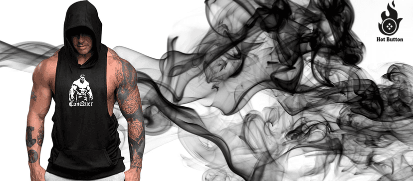 Hot Button Conquer Printed Stringer Gym Vest Hoodie for Men | Y-Back Design view 10