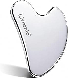 Livronic® Premium SS Gua Sha Tool For Face | 100% 304 Stainless Steel Gua Sha | Facial Tools Metal Gua Sha | Tighten Skin Care Tools | Beauty Tool For Body Eyes Neck Massager Lymphatic Drainage, Sculpting & Neck Massage (130 GM)