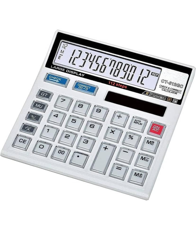 Cltllzen Financial and Business Office Calculator with Large LCD Display and Acrylic Protected Mirror Buttons(White)-512GC