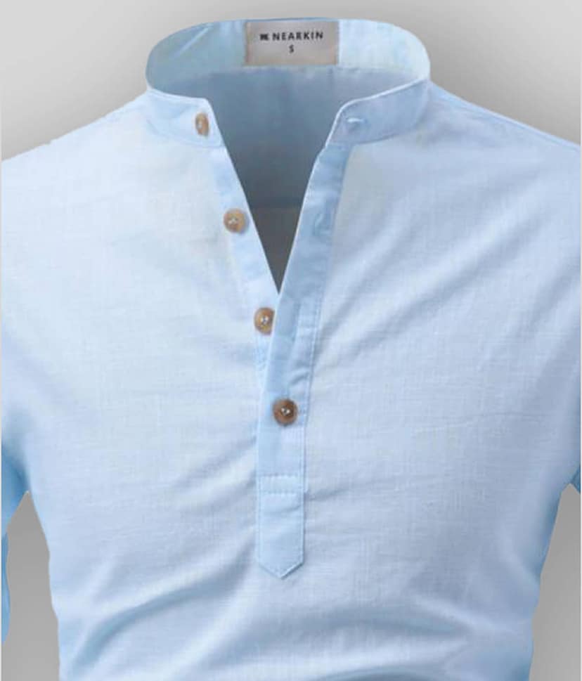 Life Roads - Sky Blue Cotton Men's Shirt Style Kurta ( Pack of 1 ) view 2