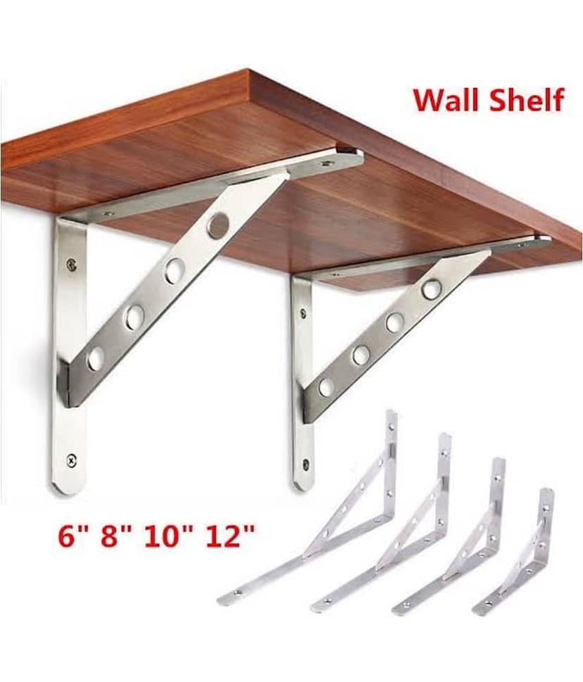 ADISON shelf bracket mild steel heavy duty heavy duty pack of 1 pair 22.5 cm in length best for shelf hanging view 2