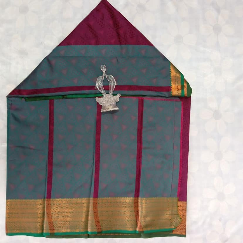 Poonthamil Silk Cotton Saree with Blouse - Light plum view 3