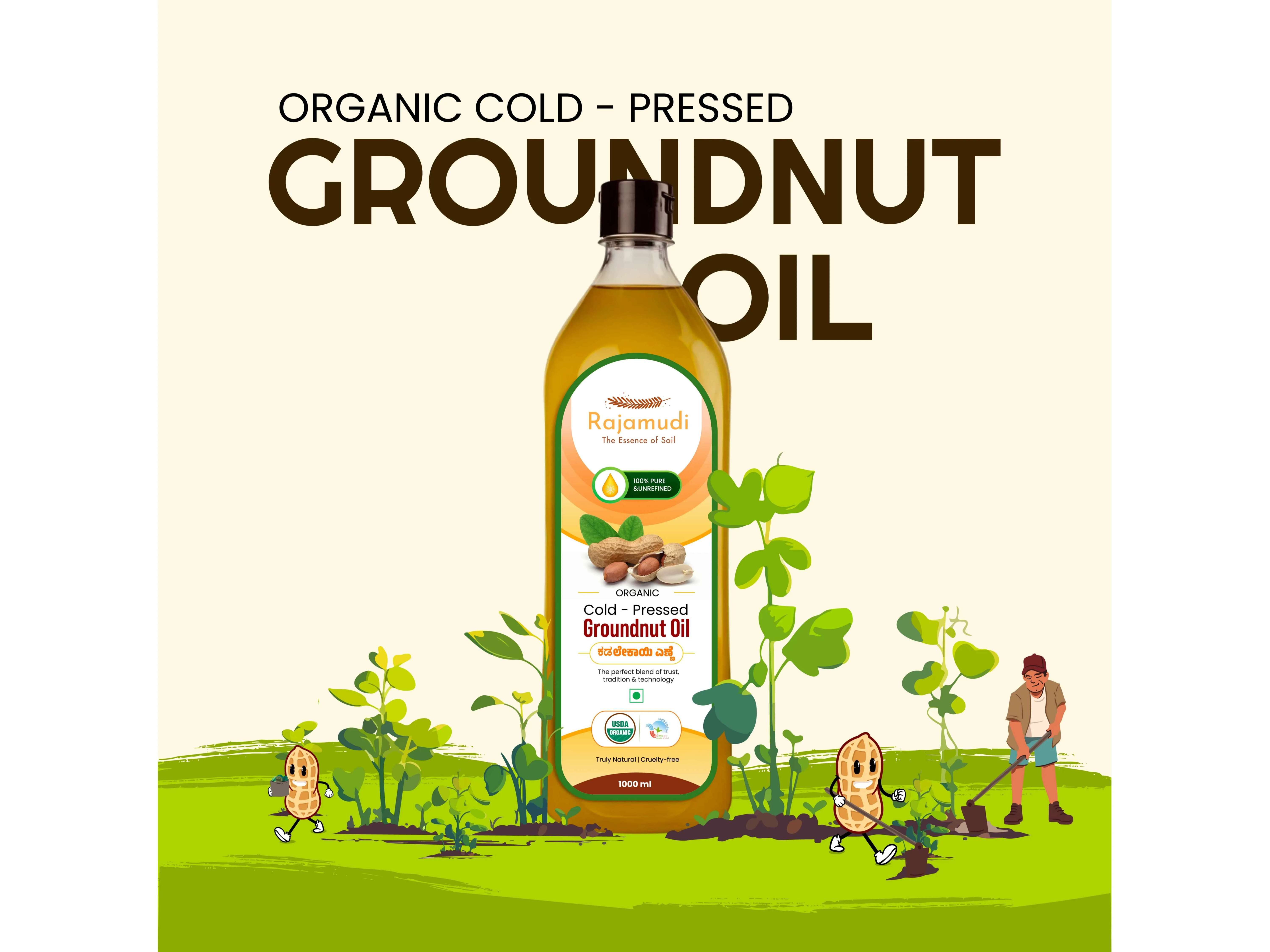 Rajamudi Organics Cold - Pressed Groundnut Oil - 3 Litre