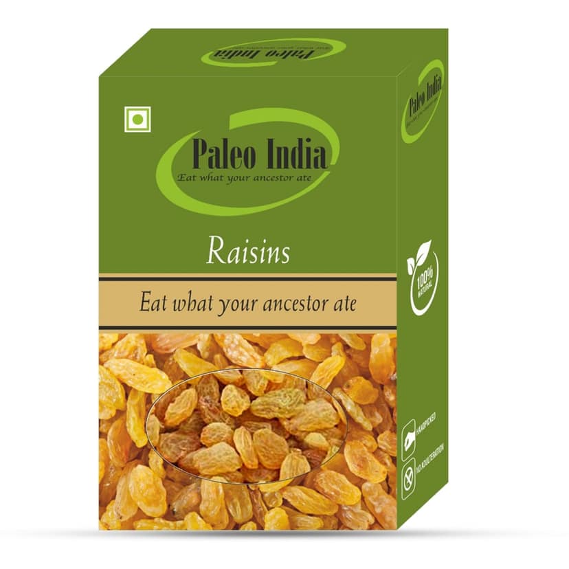 Paleo India 250gm Kishmish Raisins Naturally Sweet Seedless Juicy and Nutrient-Rich Dried Fruits | Perfect for Snacking Baking Cooking Gifting and Healthy Energy Boost