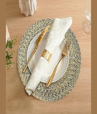 LADLI JEE Polyester Textured Round Table Mats ( 38 cm x 38 cm ) Pack of 1 - Multi
