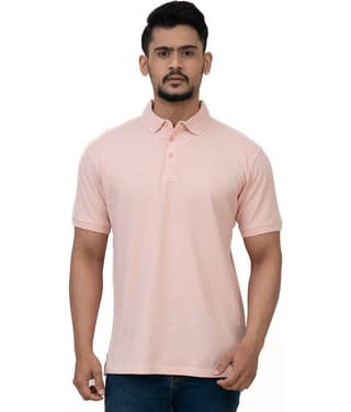 Cotstyle Pack of 1 Cotton Blend Regular Fit Solid Half Sleeves Men's Polo T Shirt ( Pink )